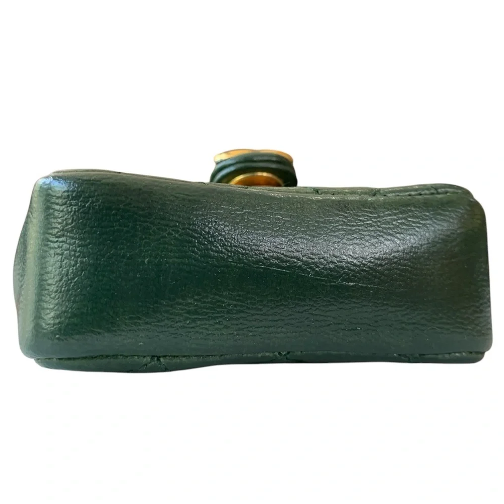 CHANEL Green Quilted Mini Bag with Gold Chain